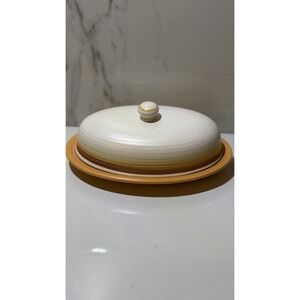 Vintage Franciscan Sierra Sand Earthenware Covered Butter Dish Boho Farmhouse